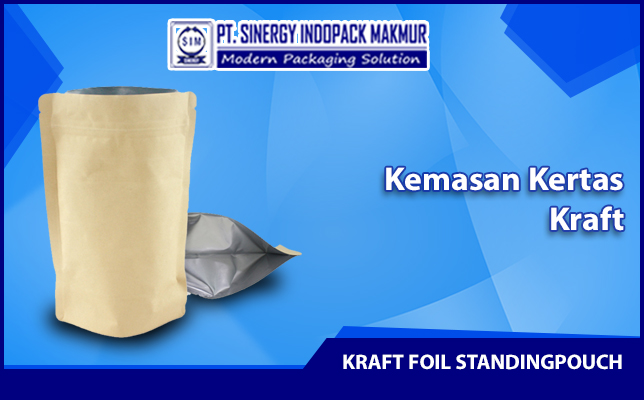 Kemasan Kertas Kraft Foil Standing Pouch Zipper